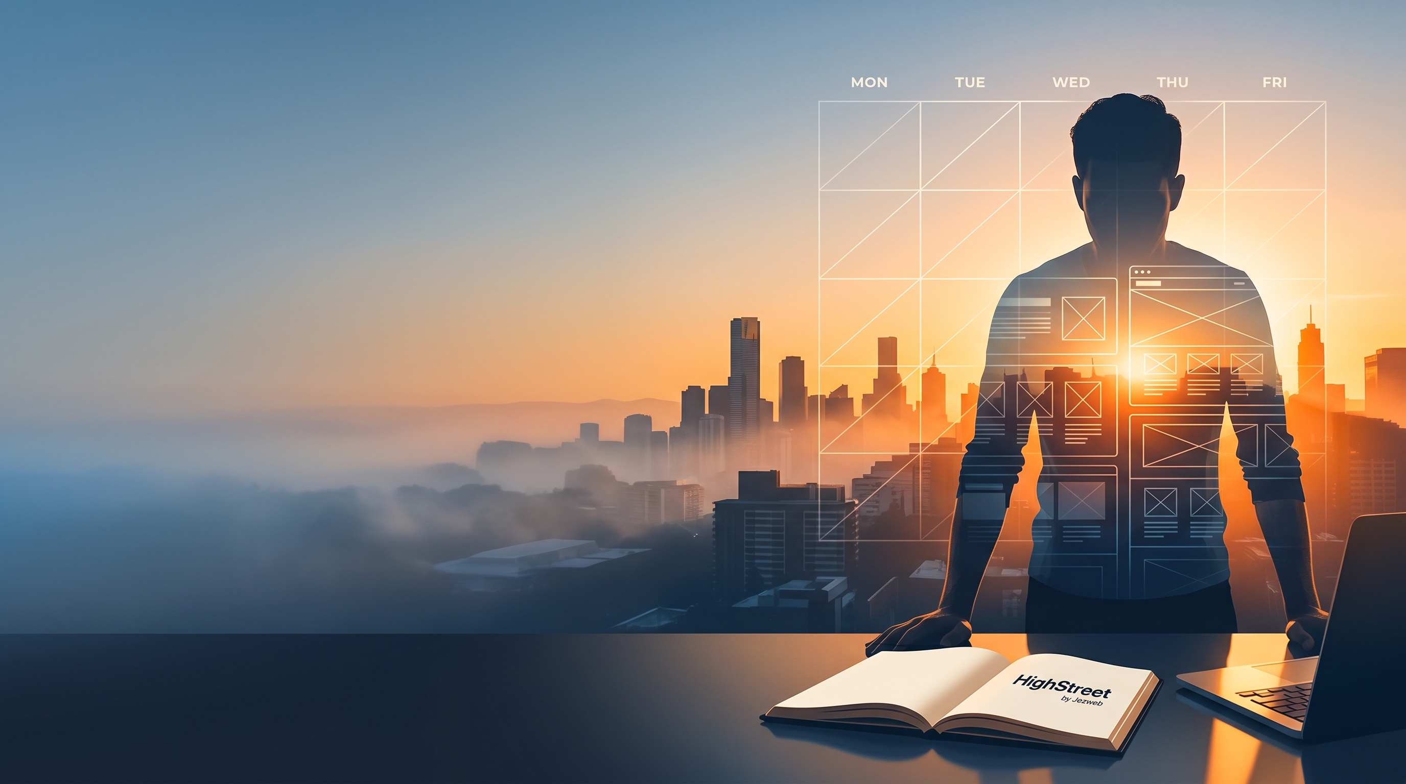 A week's worth of work on a calendar with notes and a laptop