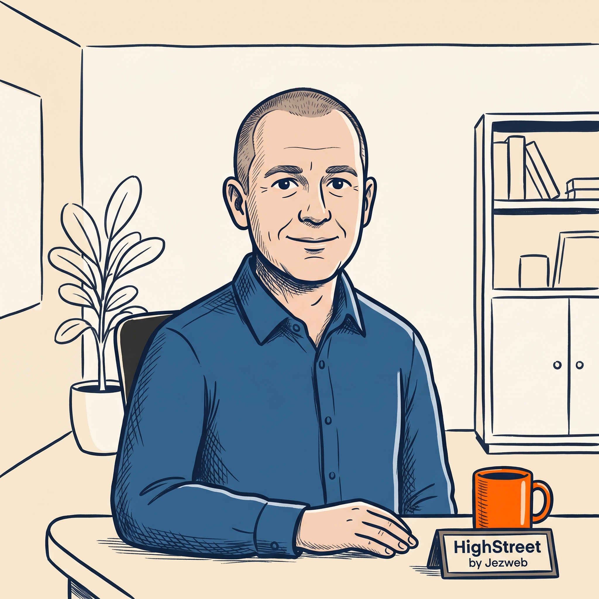 Illustrated portrait of Jeremy (Jez) Dawes, founder of Jezweb