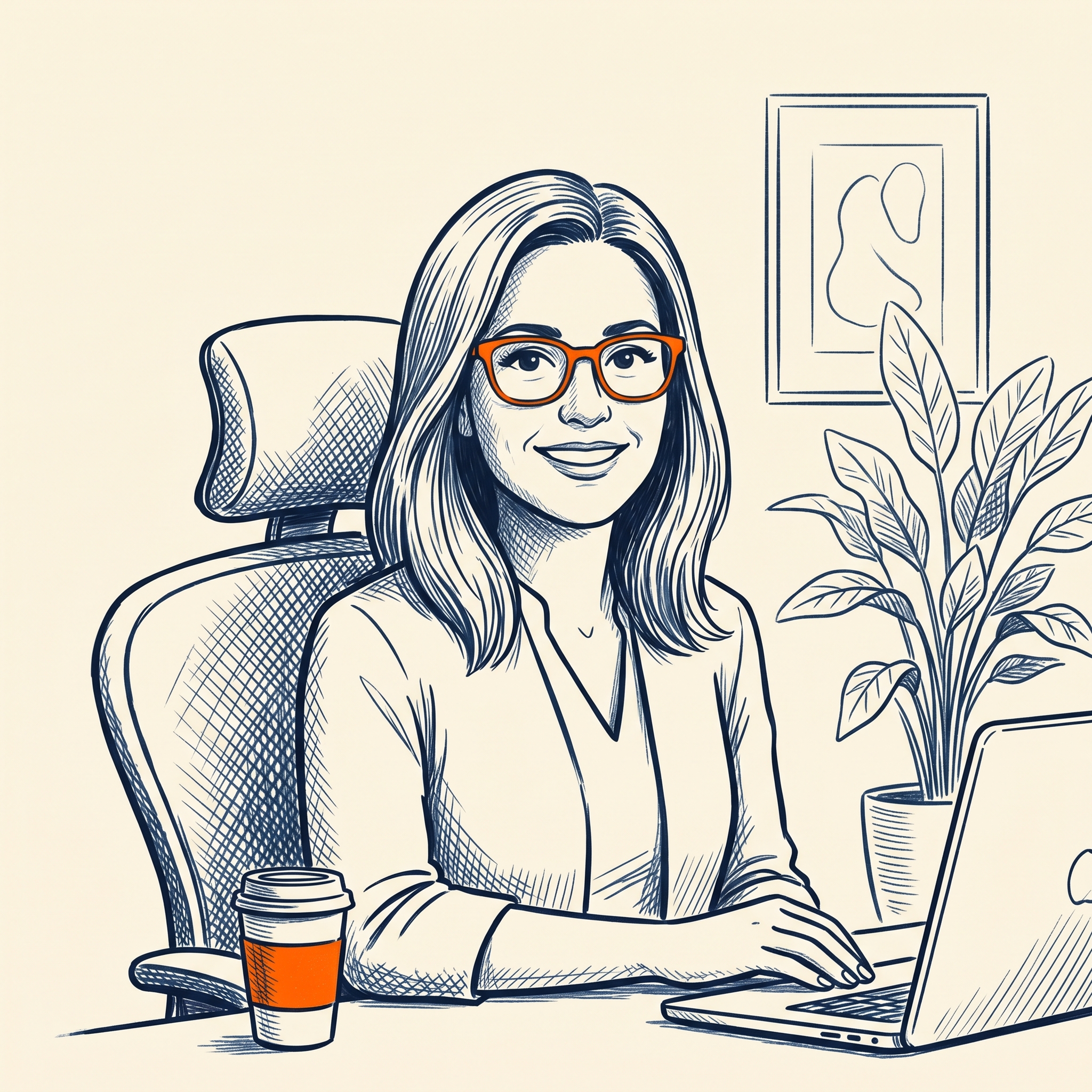Illustrated portrait of Marianne, Business Manager